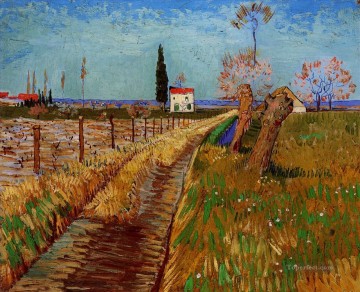  Vincent Lienzo - Camino a través de un campo con sauces Vincent van Gogh